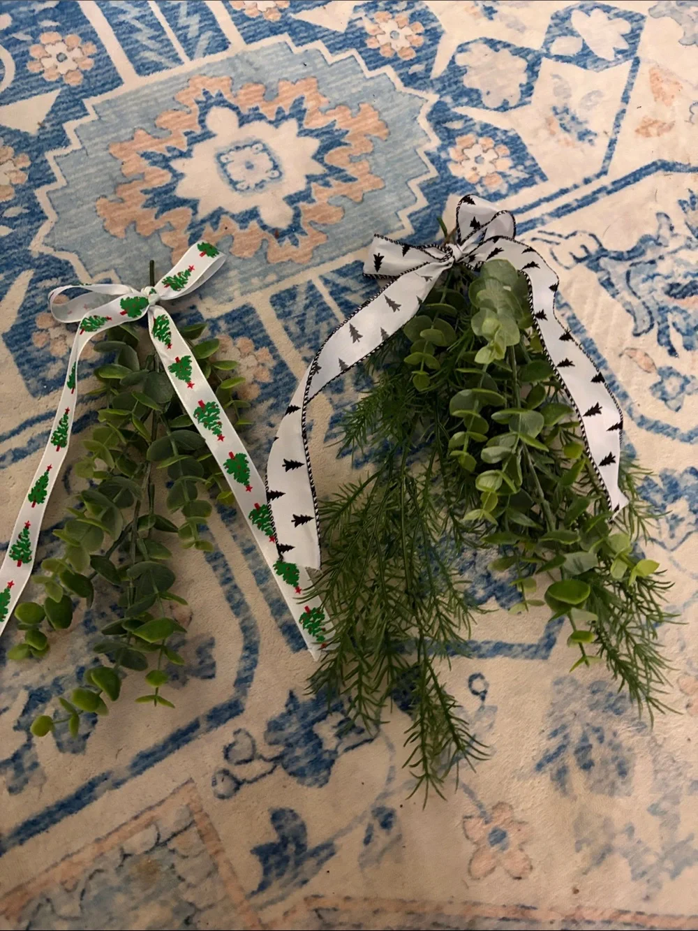 Home Holiday Artificial Greenery Bundles with Holiday Ribbon